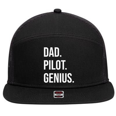 Dad Pilot Genius Funny Father Gift 7 Panel Mesh Trucker Snapback Hat