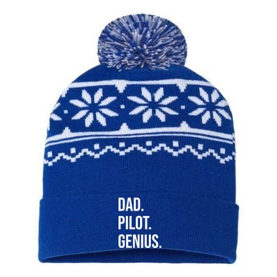 Dad Pilot Genius Funny Father Gift USA-Made Snowflake Beanie