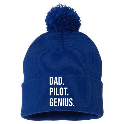 Dad Pilot Genius Funny Father Gift Pom Pom 12in Knit Beanie