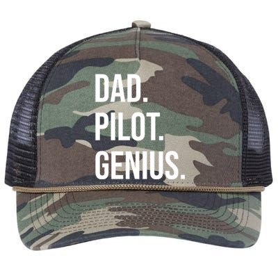 Dad Pilot Genius Funny Father Gift Retro Rope Trucker Hat Cap