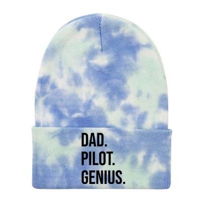 Dad Pilot Genius Funny Father Gift Tie Dye 12in Knit Beanie