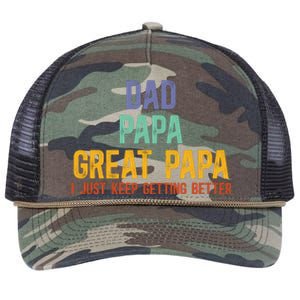 Dad Papa Great Papa I Just Keep Getting Better Great Papa Retro Rope Trucker Hat Cap