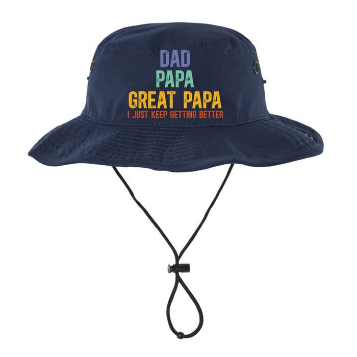 Dad Papa Great Papa I Just Keep Getting Better Great Papa Legacy Cool Fit Booney Bucket Hat