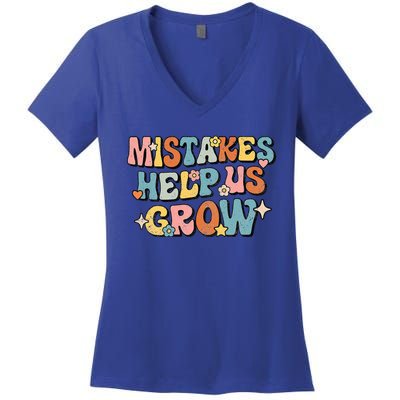 Daisy Positive Growth Mindset Retro Teacher Back To School Women's V-Neck T-Shirt