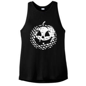 Distressed Pumpkin Golf Halloween Golf Player Ladies PosiCharge Tri-Blend Wicking Tank