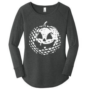 Distressed Pumpkin Golf Halloween Golf Player Women's Perfect Tri Tunic Long Sleeve Shirt