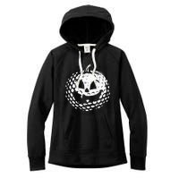 Distressed Pumpkin Golf Halloween Golf Player Women's Fleece Hoodie