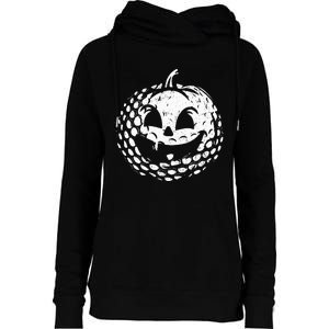 Distressed Pumpkin Golf Halloween Golf Player Womens Funnel Neck Pullover Hood