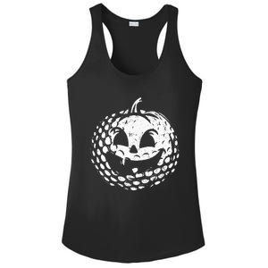 Distressed Pumpkin Golf Halloween Golf Player Ladies PosiCharge Competitor Racerback Tank