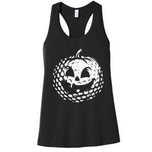 Distressed Pumpkin Golf Halloween Golf Player Women's Racerback Tank