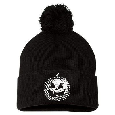 Distressed Pumpkin Golf Halloween Golf Player Pom Pom 12in Knit Beanie