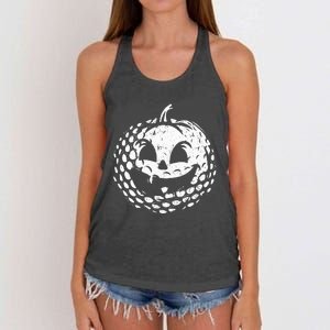 Distressed Pumpkin Golf Halloween Golf Player Women's Knotted Racerback Tank