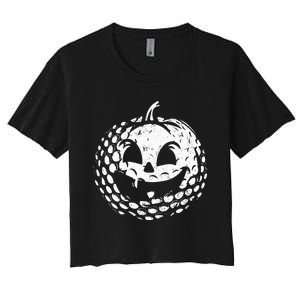 Distressed Pumpkin Golf Halloween Golf Player Women's Crop Top Tee