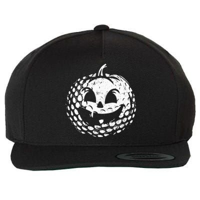 Distressed Pumpkin Golf Halloween Golf Player Wool Snapback Cap