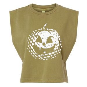 Distressed Pumpkin Golf Halloween Golf Player Garment-Dyed Women's Muscle Tee