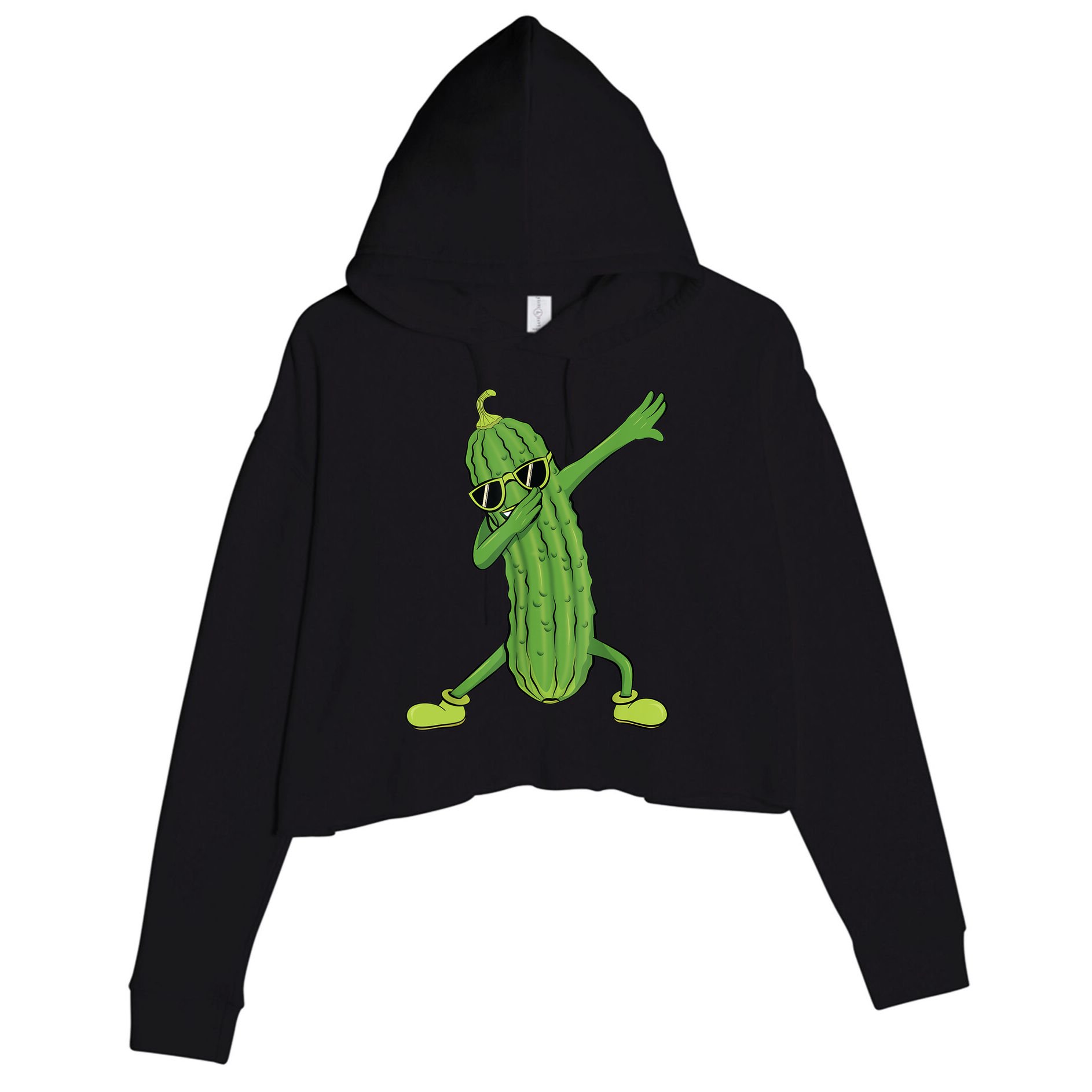 Dabbing Pickle Gift Dancing Cucumber Lover Funny Gifts Crop Fleece Hoodie