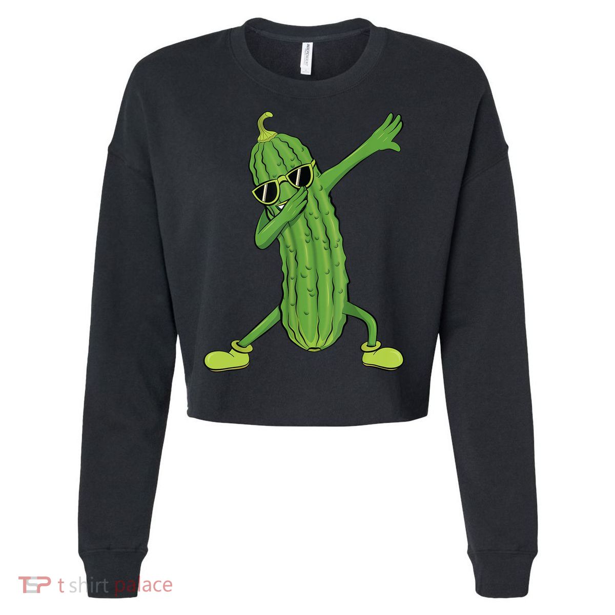 Dabbing Pickle Gift Dancing Cucumber Lover Funny Gifts Cropped Pullover Crew