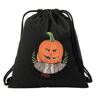 Dwight Pumpkin Head Halloween Funny I Mean The Pumpkin Should Rot Off Of My Head Drawstring Bag
