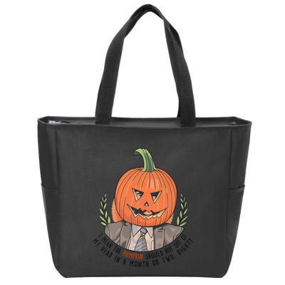Dwight Pumpkin Head Halloween Funny I Mean The Pumpkin Should Rot Off Of My Head Zip Tote Bag