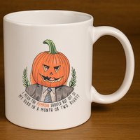 Dwight Pumpkin Head Halloween Funny I Mean The Pumpkin Should Rot Off Of My Head 11oz C Handle Ceramic Mug