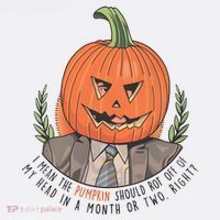 Dwight Pumpkin Head Halloween Funny I Mean The Pumpkin Should Rot Off Of My Head Flatbill Hat