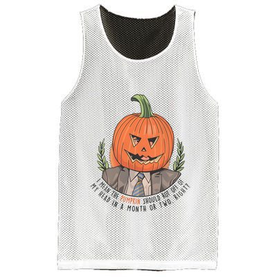 Dwight Pumpkin Head Halloween Funny I Mean The Pumpkin Should Rot Off Of My Head Mesh Reversible Basketball Jersey Tank