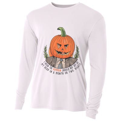 Dwight Pumpkin Head Halloween Funny I Mean The Pumpkin Should Rot Off Of My Head Cooling Performance Long Sleeve Crew