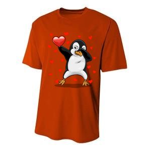 Dabbing Penguin Heart Love Valentines Day Bird Lovers Gift Cool Gift Performance Sprint T-Shirt