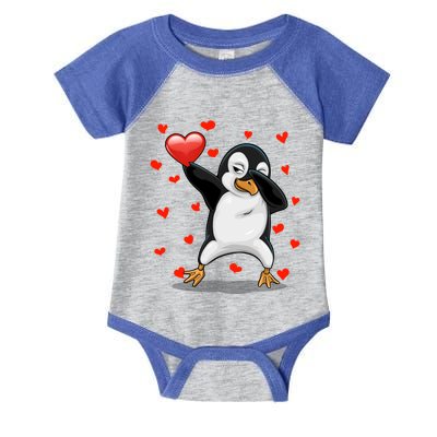 Dabbing Penguin Heart Love Valentines Day Bird Lovers Gift Cool Gift Infant Baby Jersey Bodysuit