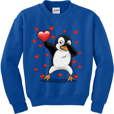 Dabbing Penguin Heart Love Valentines Day Bird Lovers Gift Cool Gift Kids Sweatshirt