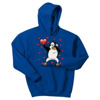 Dabbing Penguin Heart Love Valentines Day Bird Lovers Gift Cool Gift Kids Hoodie