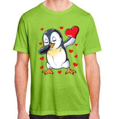 Dabbing Penguin Heart Valentines Day Bird Lovers Gift Adult ChromaSoft Performance T-Shirt