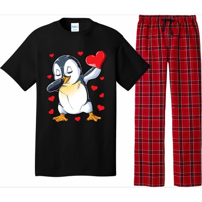 Dabbing Penguin Heart Valentines Day Bird Lovers Gift Pajama Set