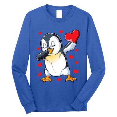 Dabbing Penguin Heart Valentines Day Bird Lovers Gift Long Sleeve Shirt