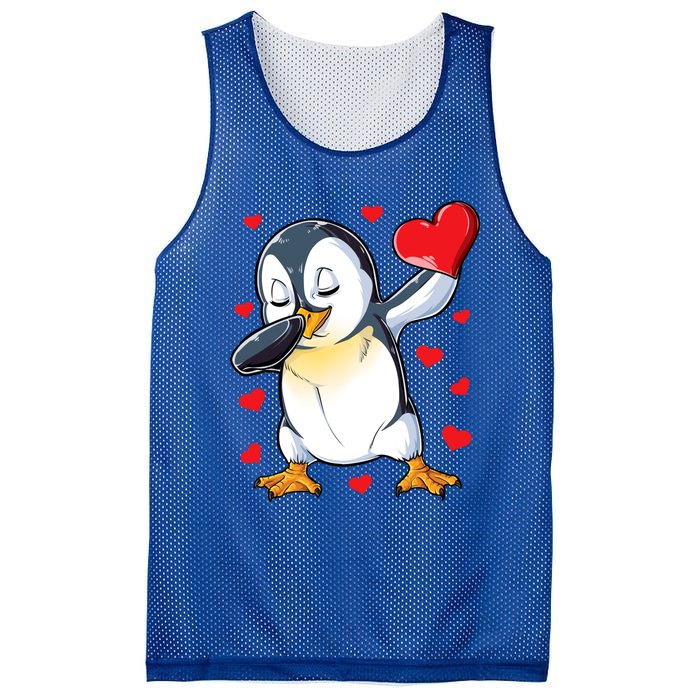 Dabbing Penguin Heart Valentines Day Bird Lovers Gift Mesh Reversible Basketball Jersey Tank