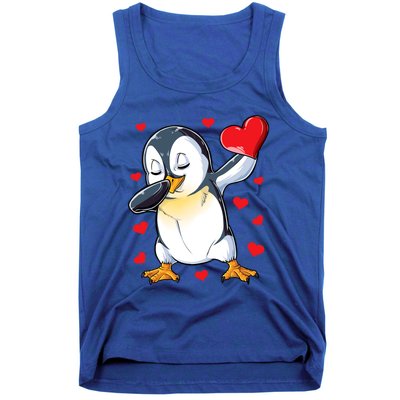 Dabbing Penguin Heart Valentines Day Bird Lovers Gift Tank Top