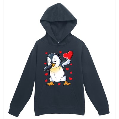 Dabbing Penguin Heart Valentines Day Bird Lovers Gift Urban Pullover Hoodie