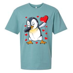 Dabbing Penguin Heart Valentines Day Bird Lovers Gift Sueded Cloud Jersey T-Shirt