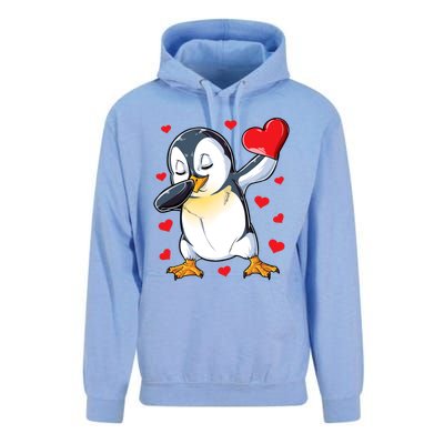 Dabbing Penguin Heart Valentines Day Bird Lovers Gift Unisex Surf Hoodie