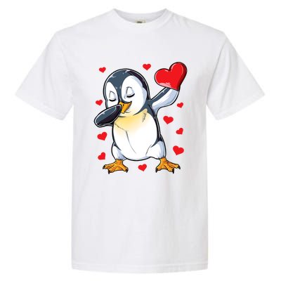 Dabbing Penguin Heart Valentines Day Bird Lovers Gift Garment-Dyed Heavyweight T-Shirt