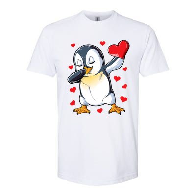 Dabbing Penguin Heart Valentines Day Bird Lovers Gift Softstyle CVC T-Shirt