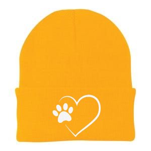 Dog Paw Heart Dog Lover Gift For Dog Moms Knit Cap Winter Beanie