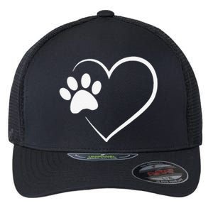 Dog Paw Heart Dog Lover Gift For Dog Moms Flexfit Unipanel Trucker Cap