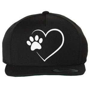 Dog Paw Heart Dog Lover Gift For Dog Moms Wool Snapback Cap