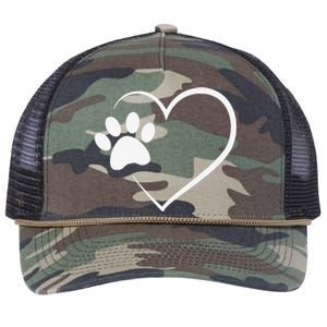 Dog Paw Heart Dog Lover Gift For Dog Moms Retro Rope Trucker Hat Cap