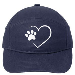 Dog Paw Heart Dog Lover Gift For Dog Moms 7-Panel Snapback Hat