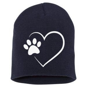 Dog Paw Heart Dog Lover Gift For Dog Moms Short Acrylic Beanie