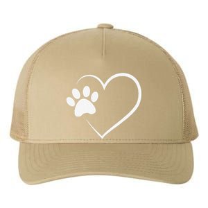 Dog Paw Heart Dog Lover Gift For Dog Moms Yupoong Adult 5-Panel Trucker Hat