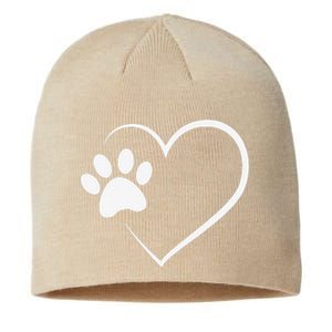 Dog Paw Heart Dog Lover Gift For Dog Moms Sustainable Beanie