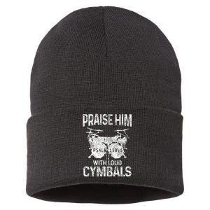 Drummer Praise Him With Loud Cymbals Drumming Christian Sustainable Knit Beanie